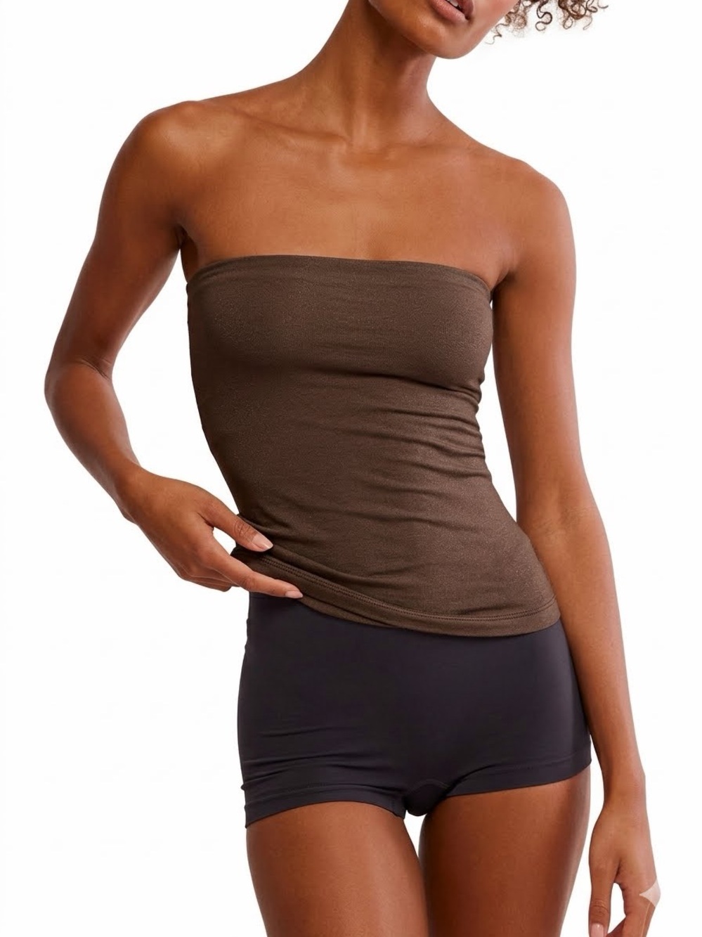 Free People Brown Strapless Tube Bandeau Top